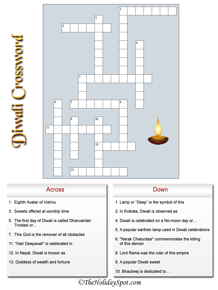 Diwali Crossword Puzzle Template