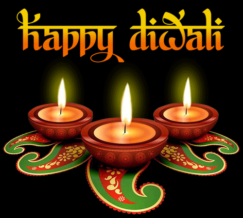 Happy Diwali with animated Diyas