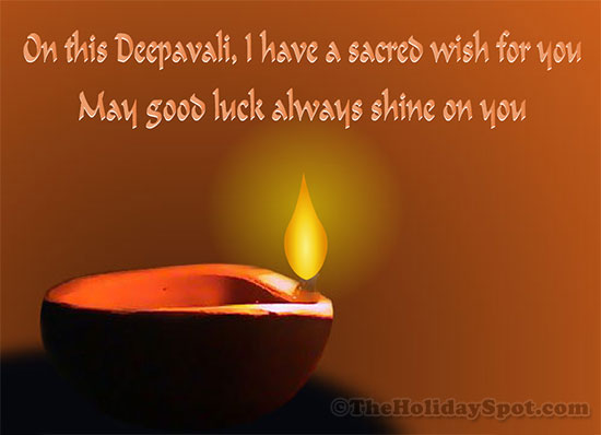 Deepavali greeting card with the wishes for good luck