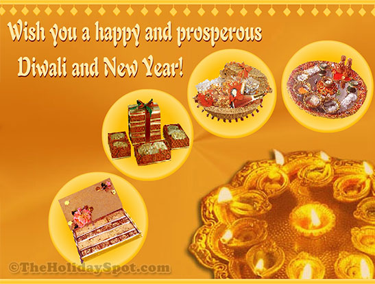 Diwali greeting card with the wishes of happy and prosperous Diwali and New Year