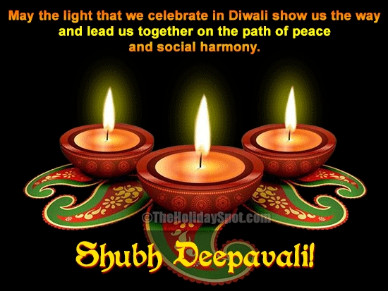Diwali Card with animated Diyas for WhatsApp and Facebook