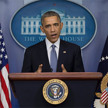 President Barack Obama giving statement on Diwali