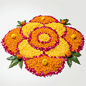 Colorful Rangoli Design with flowers and leaves