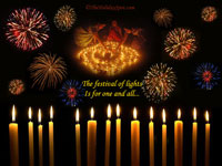 Diyas, candles and fireworks on Diwali