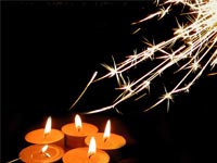 Diyas and fireworks for Diwali celebrations