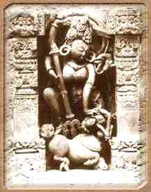 an old sculpture of devi durga