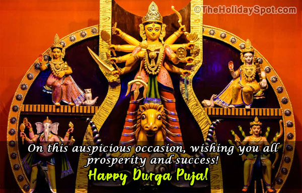 Durga Puja image with wishes for WhatsApp and Facebook