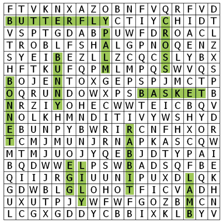 Answers of Easter word search