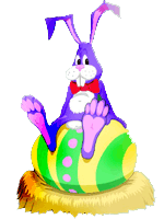 bunny sitting on easter egg