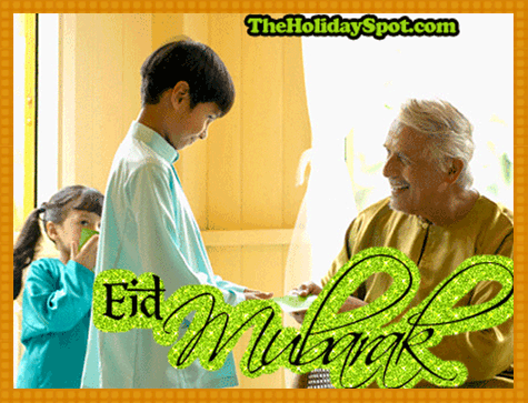 Eid Mubarak card with glittering effect