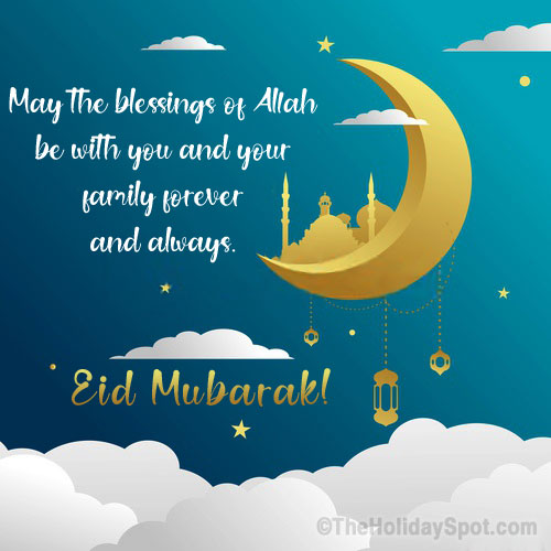 Eid card with the wishes for family