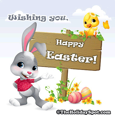 Wishes from Easter Bunny and chick