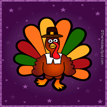 Animated card of Turkey wishes for Happy Thanksgiving Day