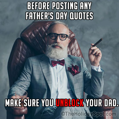 A Father's Day funny meme about unblocking father on Facebook and WhatsApp