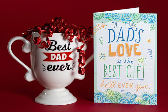 Personalized mug and greeting card with the message for Father's Day