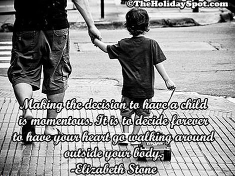 Son walking hand in hand with father, father's day quotes and quotations