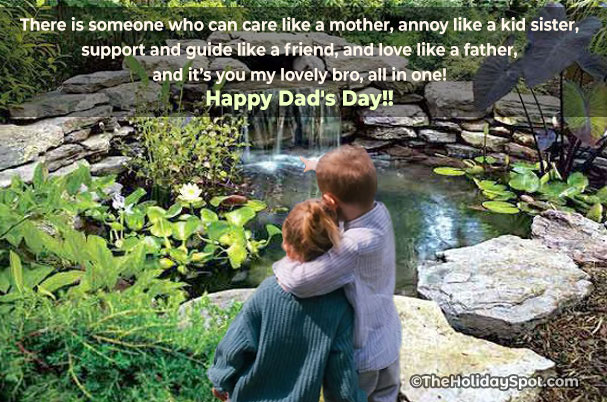 Father's day quote card for brother with a background of brother and sister