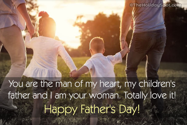 A beautiful Father's Day quotes image with a message from a wife to her husband