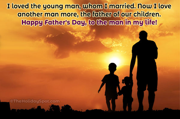 A beautiful image with a beautiful Happy Father's Day quote from a wife to her husband