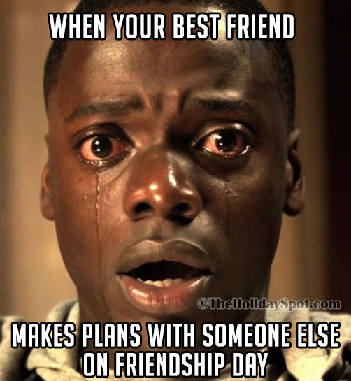 Friendship Day Meme themed with a crying man and funny text