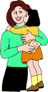 mom hugging daughter