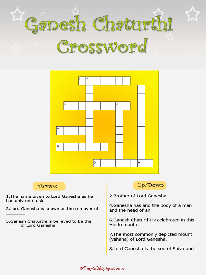Ganesh Chaturthi Crossword Puzzle Template