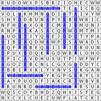 answers of Ganesh Chaturthi Word Search Puzzle