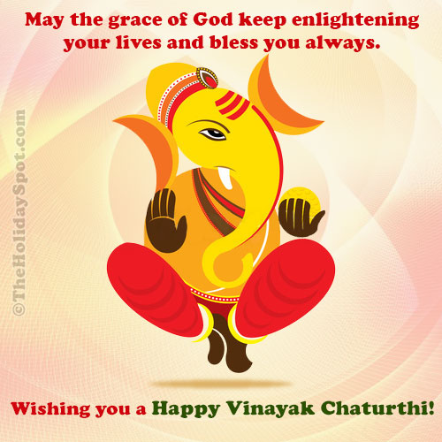 Ganesh Chaturthi greeting card with the wishes Happy Vinayak Chaturthi