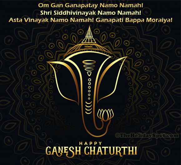 A Ganesh Chaturthi card containing mantra of Lord Ganesha