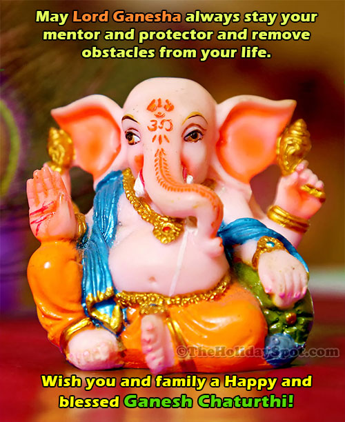 A Ganesh Chaturthi card to share in WhatsApp and Facebook with the wishes of the family