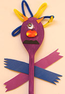 Wooden spoon monster puppet