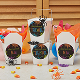 Spider Web Personalized Stickers and Treat Boxes