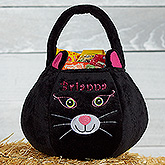 Black Cat Personalized Plush Treat Bag