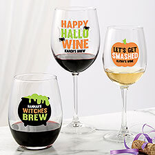 Let's Get Smashed Halloween Personalized Wine Glasses