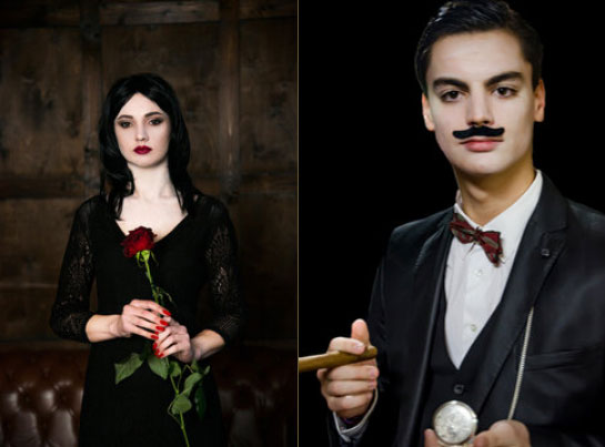 Morticia and Gomez Addams costumes for Halloween