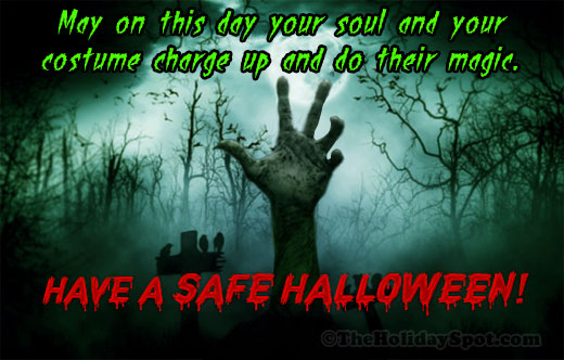 Greeting card for WhatsApp and Facebook with the message of safe Halloween