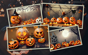 Halloween Wallpaper of decorated pumpkings for Mobile and PC background