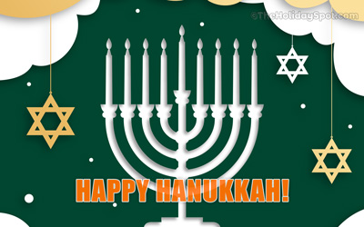 A wallpaper with Happy Hanukkah wishes and background of menorah