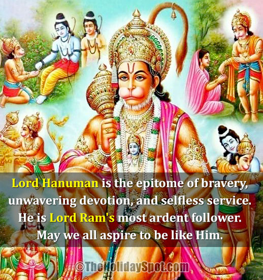 A greeting card with a background of Lord Rama and Lord Hanuman