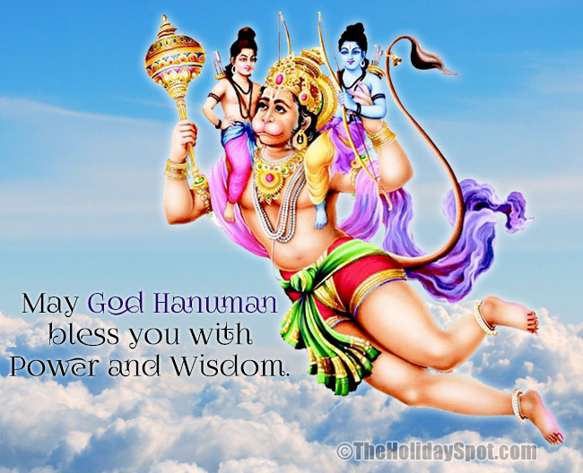Lord Hanuman greeting card for WhatsApp and Facebook