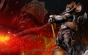 HD wallpaper of Mahavir Hanuman themed with beautiful background