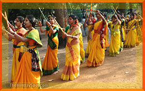 Dandiya dance on Vasanta Utsav at Shantiniketan