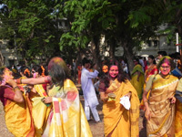 Women enjoying Holi at Bolpur, Shantiniketan