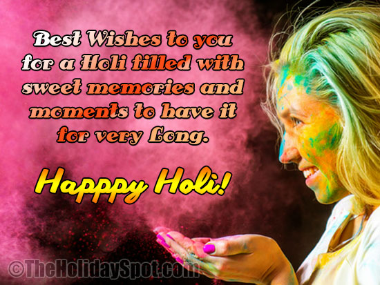Best wishes card for Holi filled with sweet memories