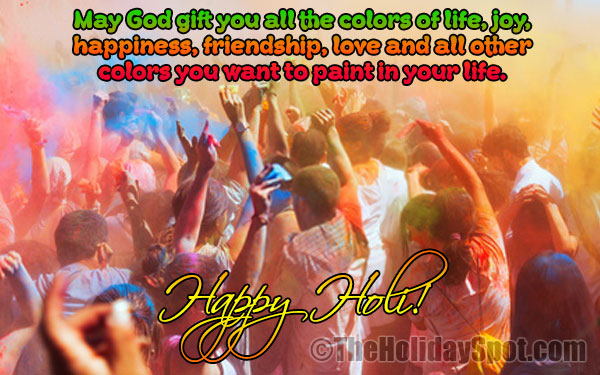Holi card for joy, happiness, friendship and love