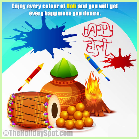 Colourful Holi card for WhatsApp and Facebook
