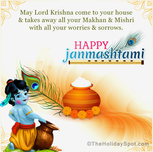 Happy Janmashtami card for WhatsApp and Facebook