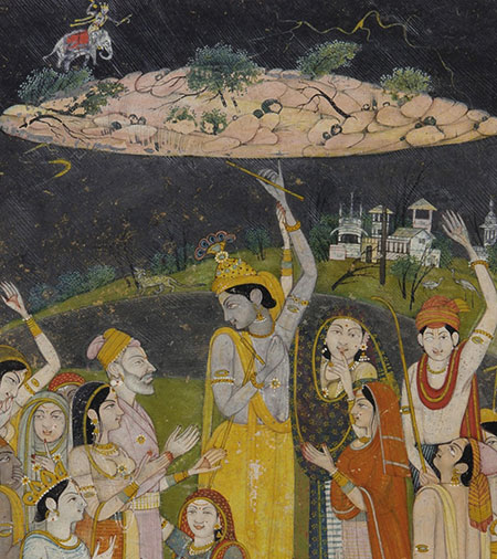 Lord Krishna Holding Mount Govardhana Hill