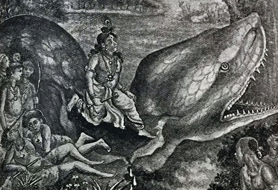 Lord Krishna and the Serpent Demon Aghasura