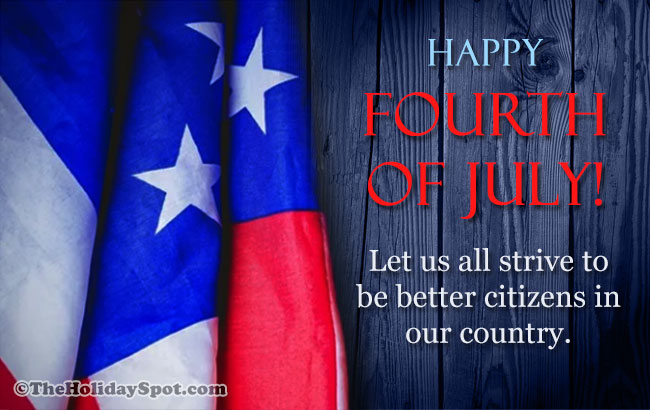 Happy Fourth of July card for WhatsApp themed with an American Flag background